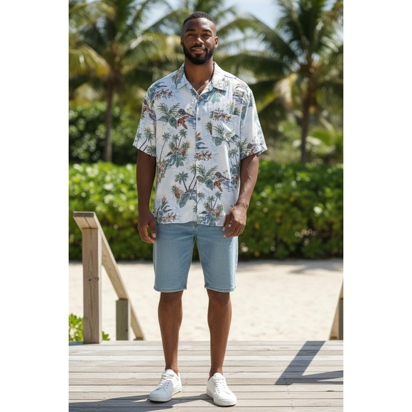 campia moda Other - Campia Moda Mens Large Tropical‎ Palm Pineapple Rayon Camp Shirt